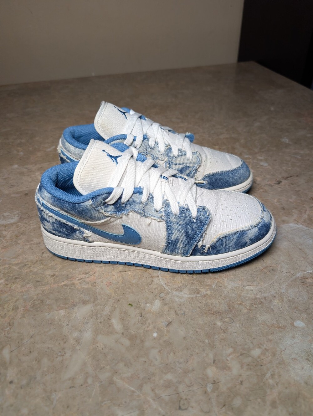 Nike Jordan 1 SE Low - Washed Denim " White Canvas (2021) Shoes Yount Size 6Y